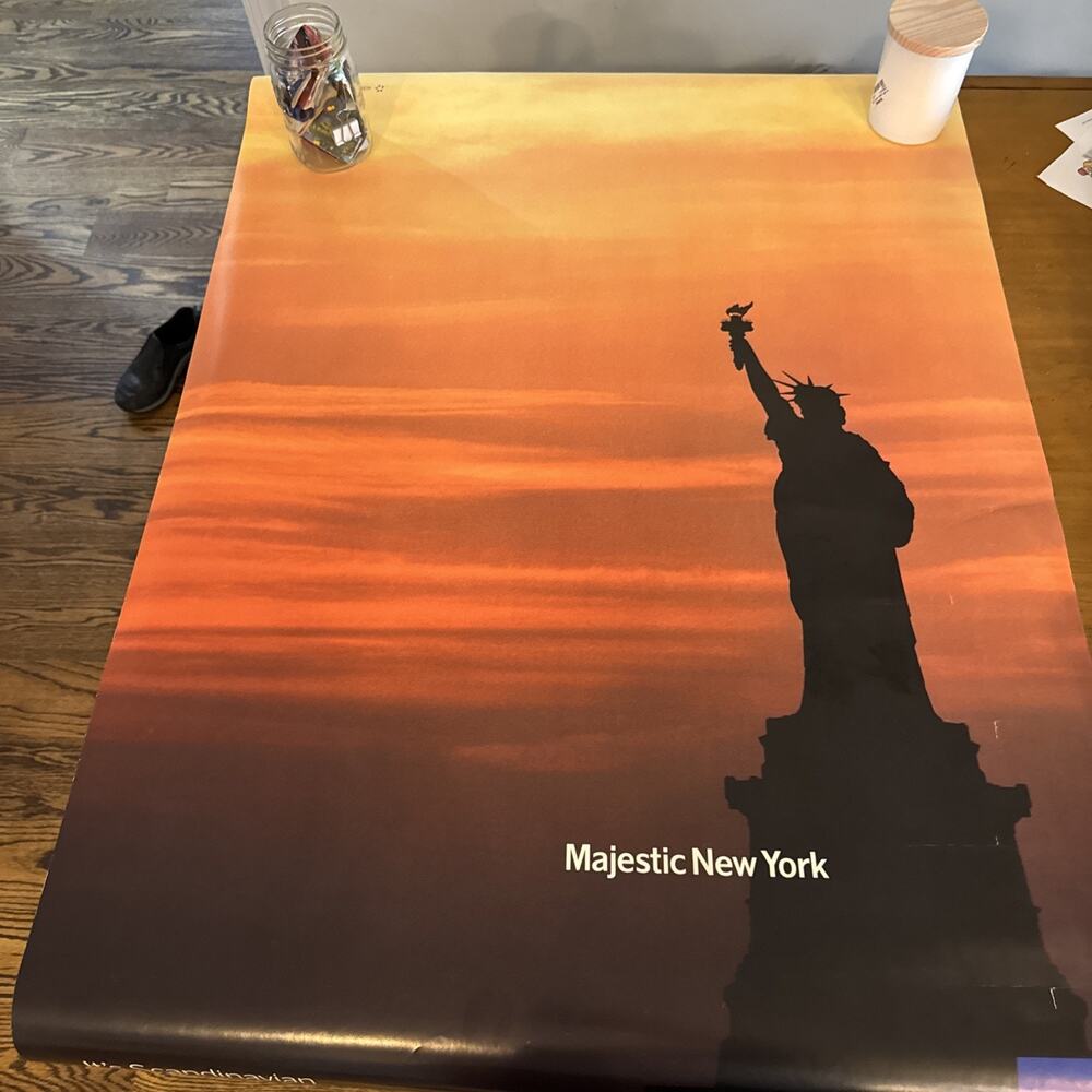 Scandinavian Airlines Majestic New York Statue Liberty Poster